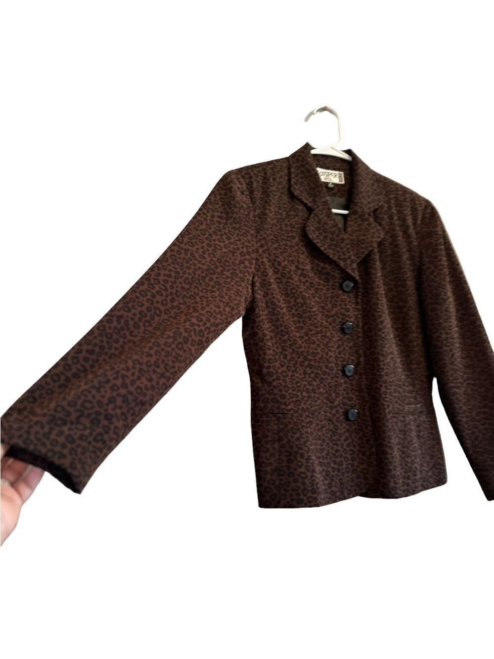 Vintage Kasper ASL Animal Print Business Blazer Jacket, Brown & Black, Size: 6